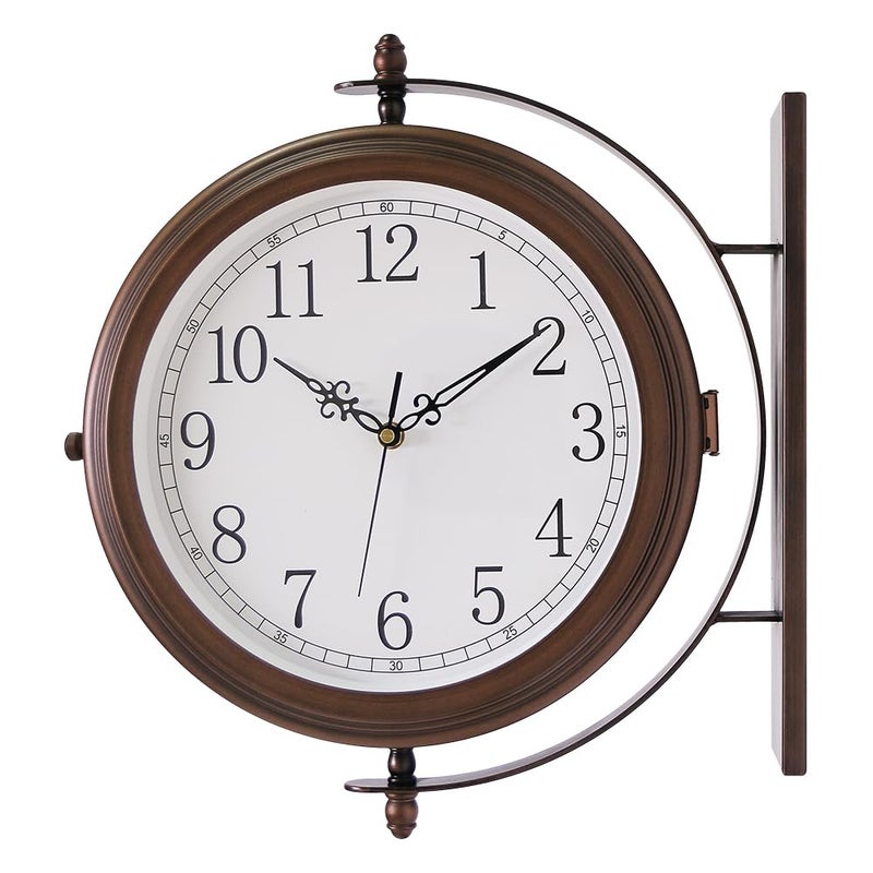 BESTIME 66264A 16-Inch Double Sided Metal Wall Clock with Antique Red Copper.Sturdy Frame,Easy Read,Garden,Home DÃ©cor,Indoor,Outdoor,Farmhouse,Yard,Station,Office,Photography Props. - Image 1
